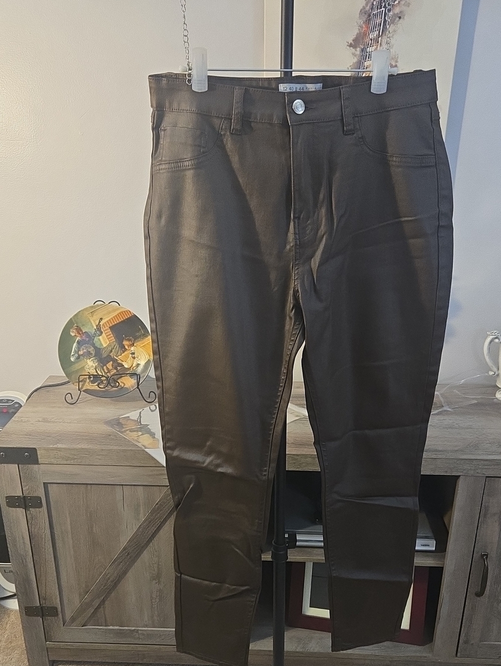 Primark Brown Straight-Leg Coated Trousers